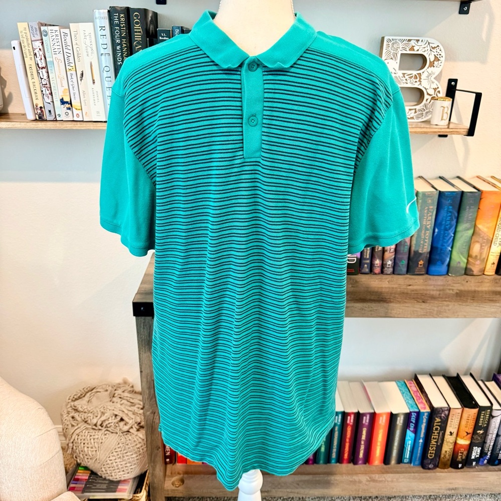 Nike Golf Men's Green Striped Polo Shirt